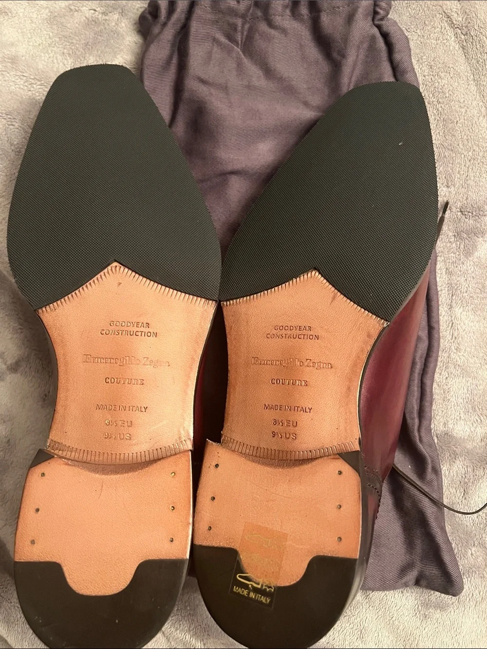 Ermenegildo Zegna Men's Burgundy Burnished Leather Oxfords